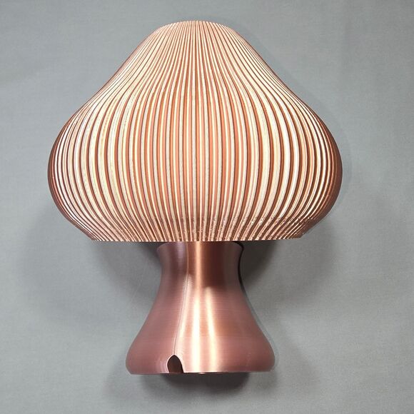 Pink Mushroom Table Lamp Dusty Rose Textured Ambient Soft Light Zen 3D Print Art - Picture 3 of 12